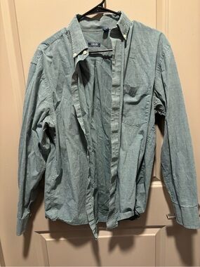 Izod Men's Pale Teal Button-Front Shirt Jacket